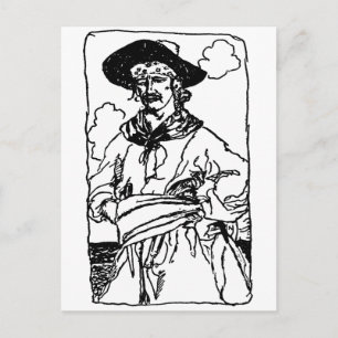 Cartão Postal Desenho de Piratas Antigos de um Capitão por Howar