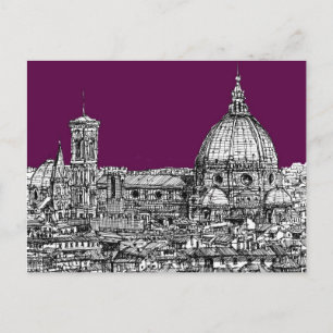 Cartão Postal Desenho de renascimento roxo