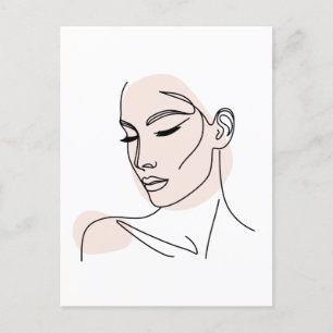 Cartão Postal Desenho de rosto de mulher de uma linha n.o 2