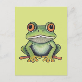 Cartão Postal Desenho de sapo com lápis de cor