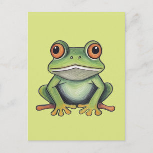 Cartão Postal Desenho de sapo com lápis de cor