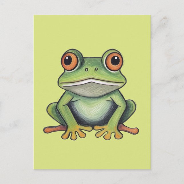 Cartão Postal Desenho de sapo com lápis de cor (Frente)
