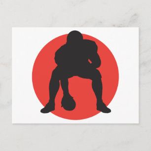Cartão Postal desenho de silhueta de futebol americano quarterba