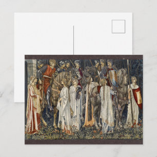 Cartão Postal Desenho de Tapeçaria de Cavaleiros Medievais de Wi