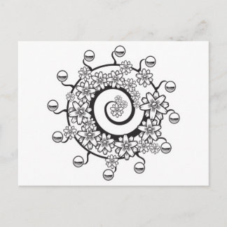 Cartão Postal desenho de tatuagem de flor espiral