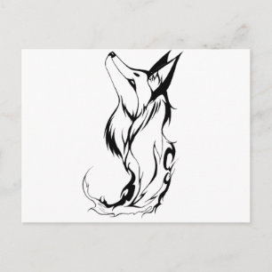 Cartão Postal Desenho de Tatuagem Tribal de Raposa