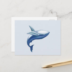 Cartão Postal Desenho de uma baleia-jubarte fofa saltando para f