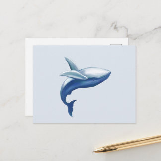 Cartão Postal Desenho de uma baleia-jubarte fofa saltando para f