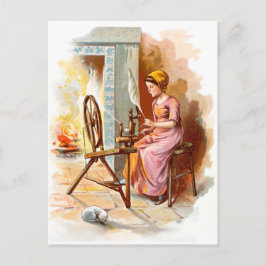 Cartão Postal Desenho de Vintage: Garota com roda giratória