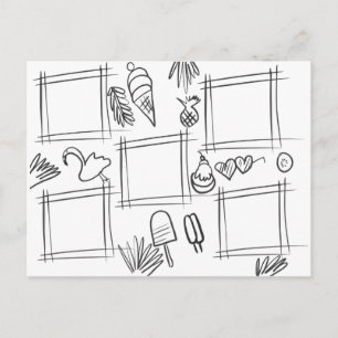 Cartão Postal Desenho Divertido de Cores Tropicais para Crianças