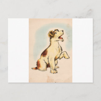 Cartão Postal Desenho do Cão de Barking Vintage