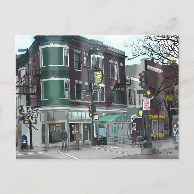 Cartão Postal Desenho do Centro Madison, Wisconsin (Frente)