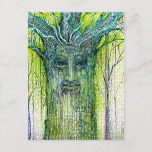Cartão Postal Desenho do Espírito da Árvore Verde