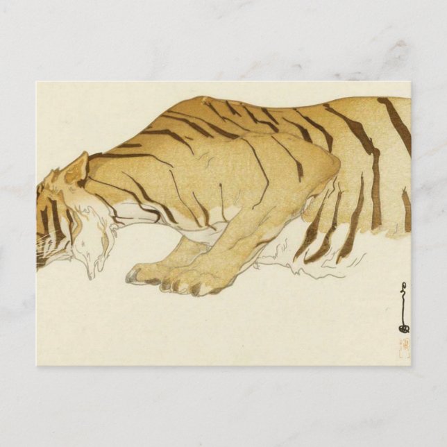 Cartão Postal Desenho Do Jardim Zoológico Tiger Dobutsu-En Tora (Frente)