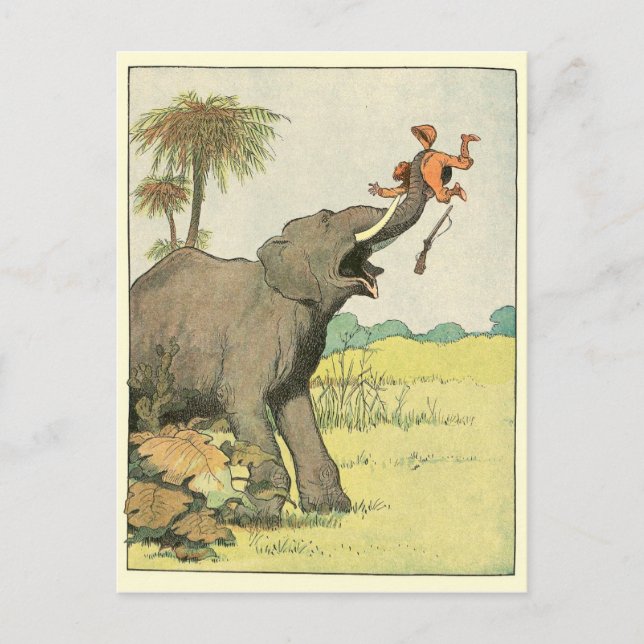 Cartão Postal Desenho do Livro da História do Elefante (Frente)
