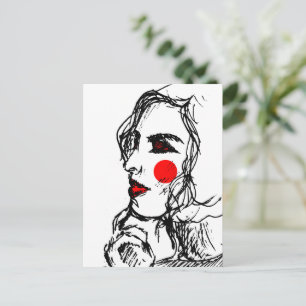 Cartão Postal Desenho do Modelo de Moda