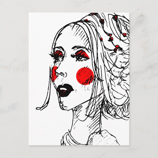 Cartão Postal Desenho do Modelo de Moda (Frente)