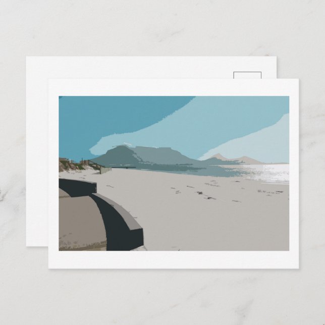 Cartão Postal Desenho do Oceano Montanhoso da Mesa do Cabo (Frente/Verso)