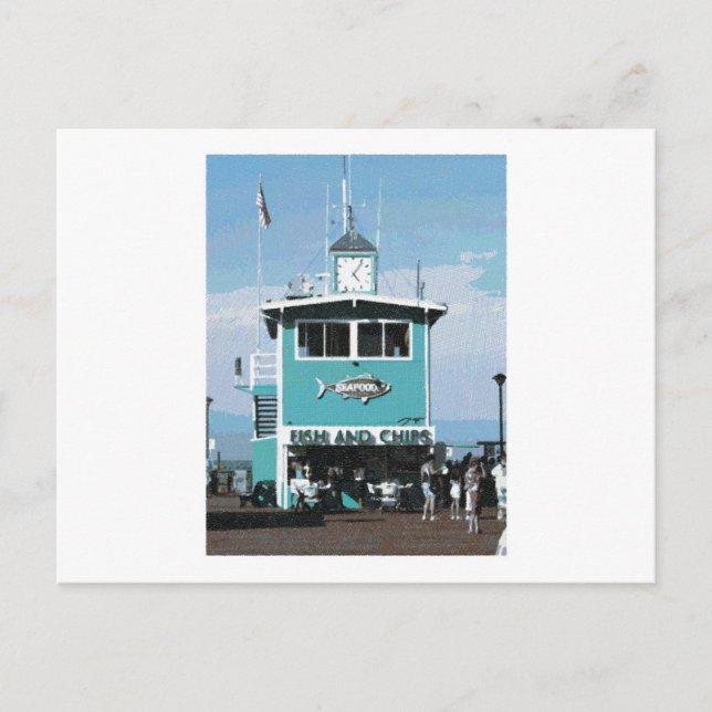 Cartão Postal Desenho do Restaurante Peixes e Chips (Frente)