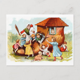 Cartão Postal Desenho do vintage: A mulher que vive em uns
