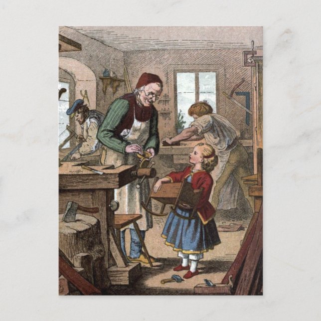 Cartão Postal Desenho do vintage: A oficina (Frente)