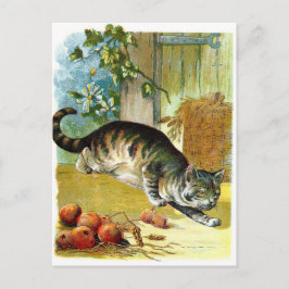 Cartão Postal Desenho do vintage: O gato manhoso