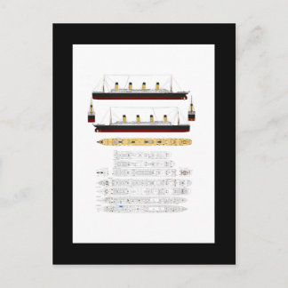 Cartão Postal Desenho e Diagrama Titanic do RMS