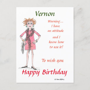 Cartão Postal Desenho em aquarela Mulher com Atitude