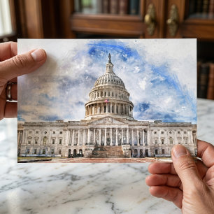 Cartão Postal Desenho em Pastel do Capitólio dos Estados Unidos 