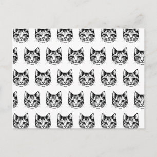 Cartão Postal Desenho Esboço do Rosto de Gato Amante de Gatinhos