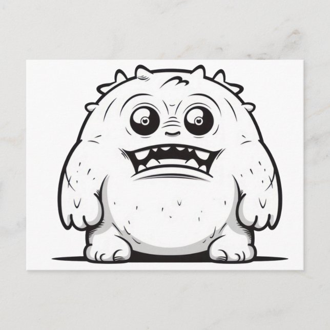 Cartão Postal Desenho esboço monstro pequeno (Frente)