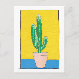 Cartão Postal Desenho Euphorbia Cactus, arte midiática simples