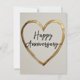 Cartão Postal Desenho "Feliz Aniversário" com Coração Dourado