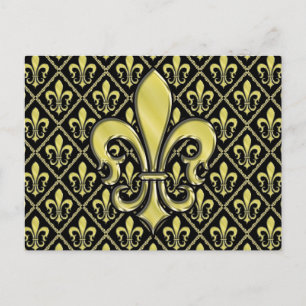 Cartão Postal Desenho Fleur de Lis do Mardi Gras Legal