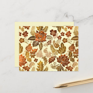 Cartão Postal Desenho Floral Heritage Cobre Dourado Quente