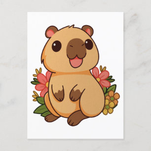 Cartão Postal Desenho Fofo de Capivara em Cartoon 