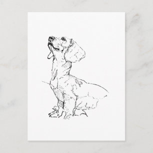 Cartão Postal Desenho Fofo de Dachshund, Pai/Mãe de Cachorro