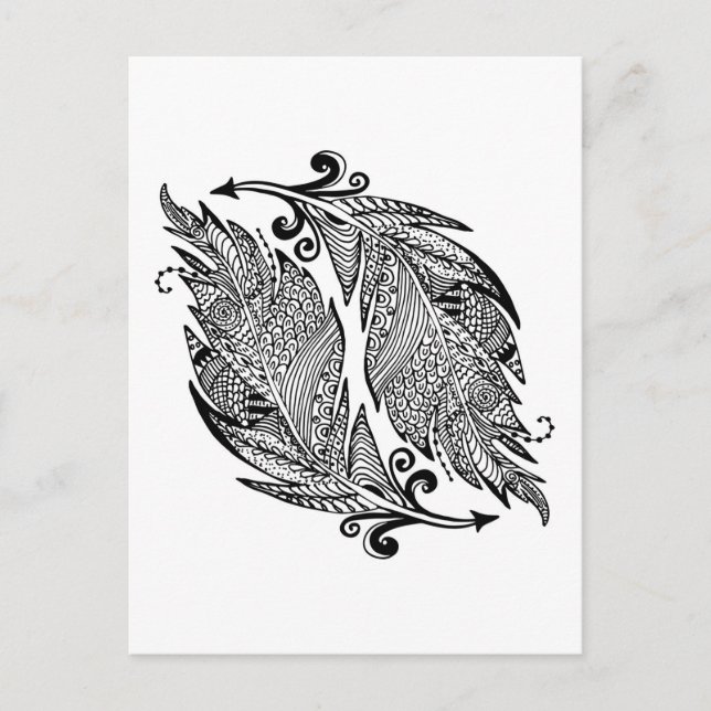 Cartão Postal Desenho Inspirado Das Penas (Frente)