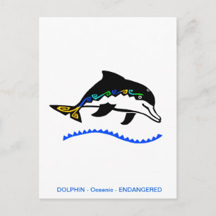 Cartão Postal Desenho manual - DOLPHIN - Conservação - Natureza