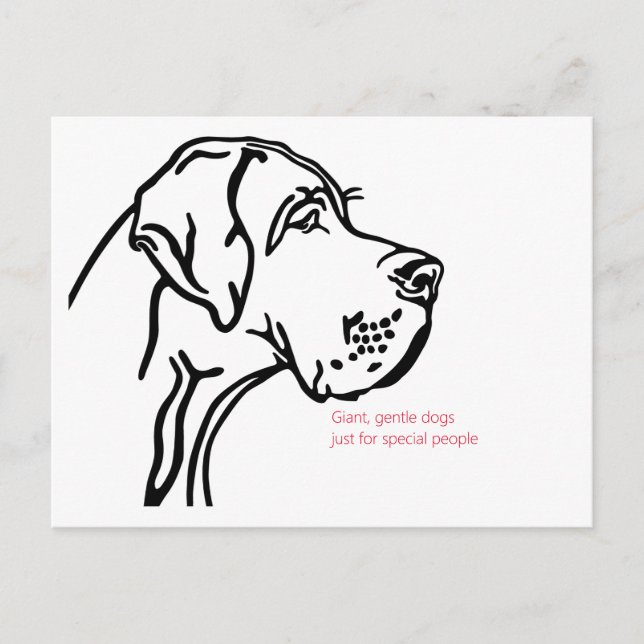 Cartão Postal desenho minimalista de Great Dane (Frente)