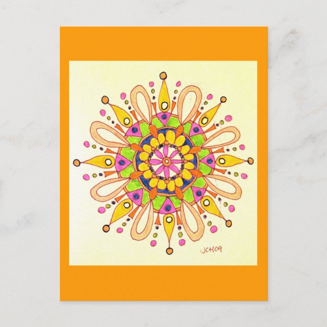 Cartão Postal Desenho original de Mandala (Frente)