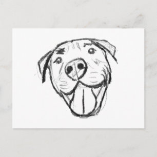 Cartão Postal desenho pitbull simples amantes de cães preto bran