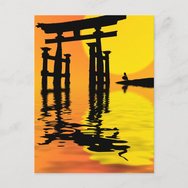 Cartão Postal Desenho sunset japonês Torii (portão) (Frente)