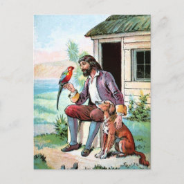 Cartão Postal Desenho Vintage: Companheiros de Horas Solitárias