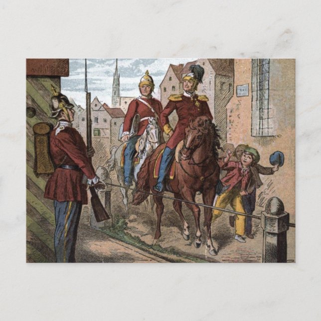 Cartão Postal Desenho Vintage: Soldados Redcoat (Frente)