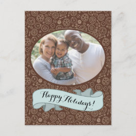 Cartão Postal Desenho Vitoriano Steampunk Brown & White Gears