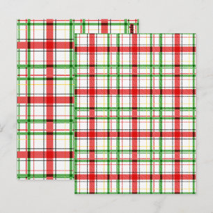 Cartão Postal Desenho Xadrez Escocês de Flanela de Natal - Branc