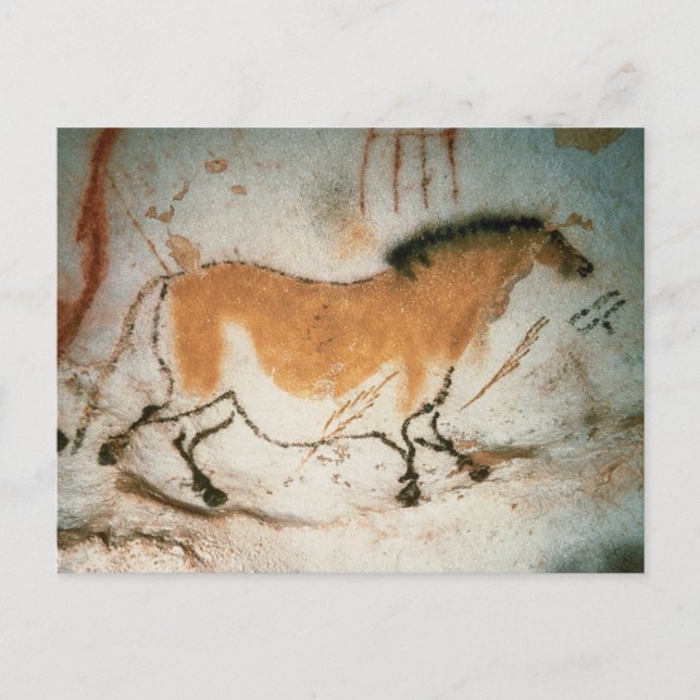 Cartão Postal Desenhos das cavernas Lascaux Francês Pré-Históric (Frente)