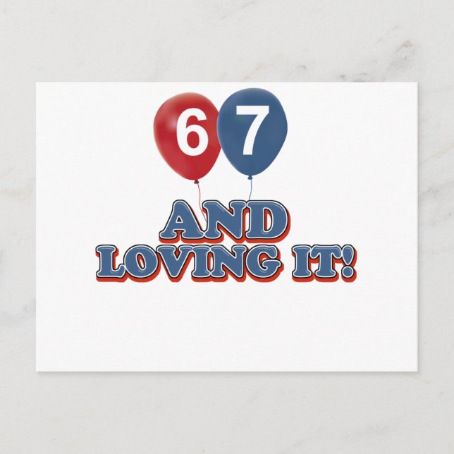 Cartão Postal desenhos de aniversário de 67 anos (Frente)