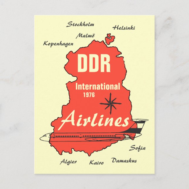 Cartão Postal Desenhos de publicidade Interflug DDR (Frente)